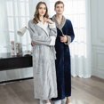 thumbnail image 4 of Miluxas Mens Long Robe Soft Warm Fleece Plush Bathrobe Men Sleepwear Pajamas Housecoat Nightgown Blue 10(XL), 4 of 5