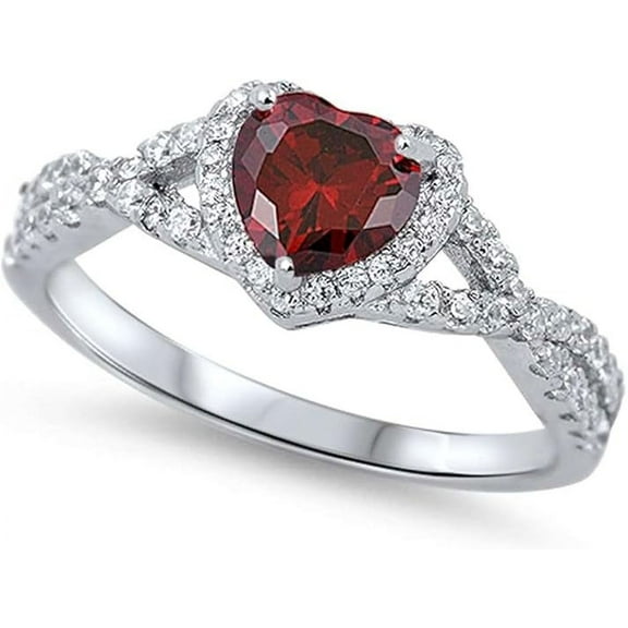 beryl_creation 925 Sterling Silver 1.80 Ct Heart Cut Red Garnet Wedding Engagement Halo Ring 14K White Gold Plated For Women's -10