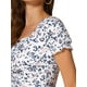 thumbnail image 5 of TOP CORTO DE MANGA CORTA CON ESTAMPADO FLORAL Y FRENTE FRUNCIDO PARA MUJERES INSPIRE CHIC ROSA AZUL XL, 5 of 6