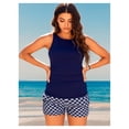 thumbnail image 4 of High Neck Tankini Two Piece Set with Tummy Control and Side Pockets, 4 of 5