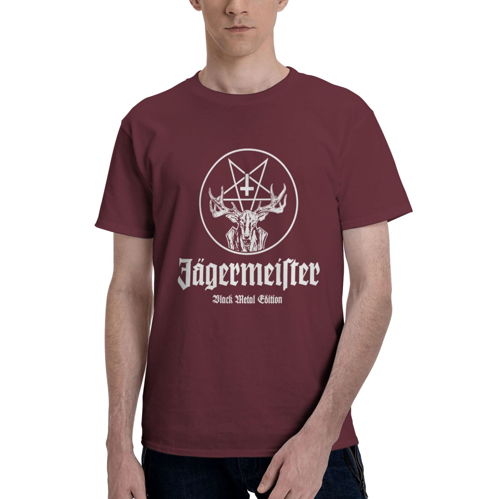 Jagermeister Men's Basic Short Sleeve TShirt Burgundy Large