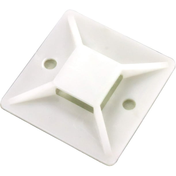 Nova Pro Supply XLarge White Zip Tie AdhesiveBacked Mounts, 100 Pack