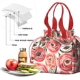 thumbnail image 4 of Pioneer Flower Floral Print Pattern Drawstring Lunch Bag Women - Drawstring Lunch Bag Insulated for Work Office - Stain-Resistant Large Lunchbags for Women with Multi-Pockets, 4 of 6