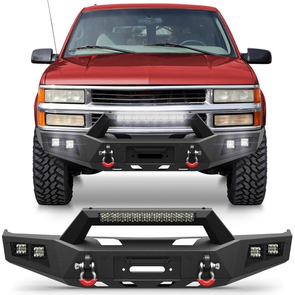 POFENZE For 1992-1993-1994-1995-1996-1997-1998-1999 Chevy Suburban Tahoe & GMC Yukon Front Bumper Steel Bumper with Winch Plate