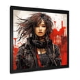 thumbnail image 2 of Designart "Rebellion Portrait of Punk Woman in Black and Red IV" Fashion Framed Wall Art Decor - Glam Black Fashion Illustration Entryway Framed Wall Art, 2 of 6