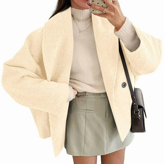 Women'S Trench Coat Long Sleeve Double Breasted Lapel Casual Jackets Winter Outerwear Apricot Color L