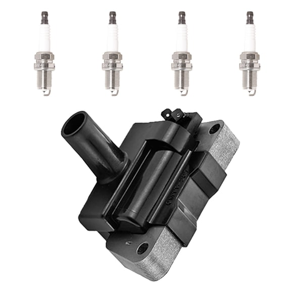 ISA Ignition Coil and 4 Platinum Spark Plugs Compatible with 2001-2004 Nissan Frontier 2.4L I4 Replacement for UF731