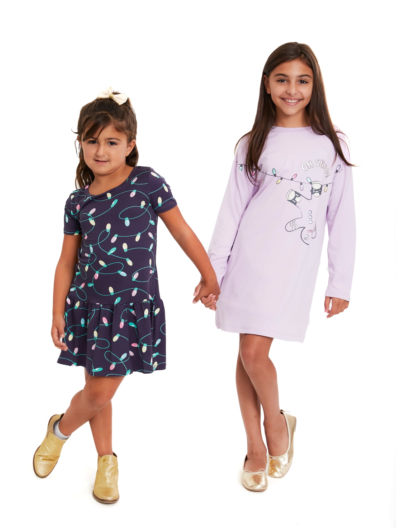 Wonder Nation Girls Gingerbread Dress, 2-Pack, Sizes 4-12