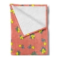 thumbnail image 2 of Garden Soft Flannel Fleece Blanket, Multitude Repeating Colorful Lemon Blossom Composition on Peachy Background, Cozy Plush for Indoor and Outdoor Use, 50" x 70", Salmon Yellow Green, by Ambesonne, 2 of 5