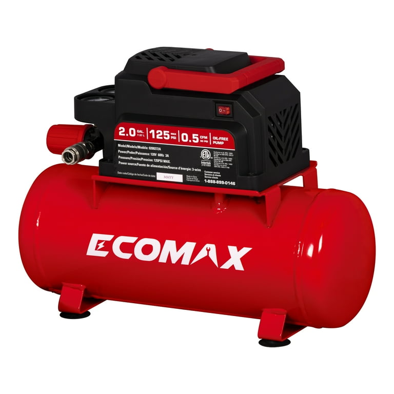 ＥＣＯM Ecomax 2 Gallon Portable Air Compressor, with Air Hose and Nozzles