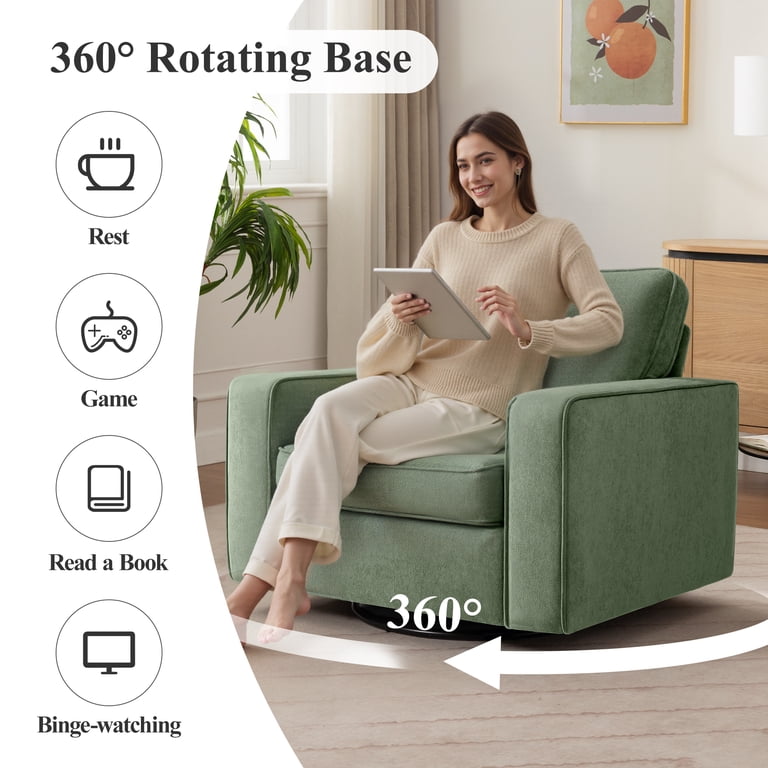 Coolhut 360° Swivel Accent Chair, Green Cloud Fleece photo 4