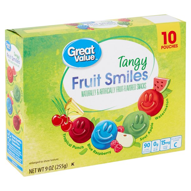 Great Value Tangy Fruit Smiles Snacks 9 Oz.