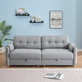 thumbnail image 6 of 79.50 Inches Long with 2 Storages, Teddy Sofa Fabric, with Metal Conical Long Legs, Metal Strip Matching, Stylish and Simple, 6 of 7