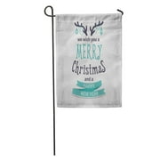POGLIP Gray Greeting Merry Christmas Lettering Happy Year Reindeer Creative Text Garden Flag Decorative Flag House Banner 12x18 inch
