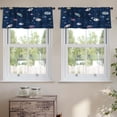 thumbnail image 2 of LALILO Kitchen Curtain Valance Colorful Cute Space Doodle Rod Pocket Window Curtain 52"x 18" Set of 2, 2 of 5