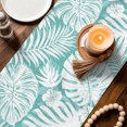 thumbnail image 3 of Table Runners 120 Inches Long Dress Scarves, Palm Tree Monstera Farmhouse Coffee/Dining/Kitchen Table Decor Table Runner for Living Room, Turquoise White Botanical Leaf Boho 13x120 Inch, 3 of 9