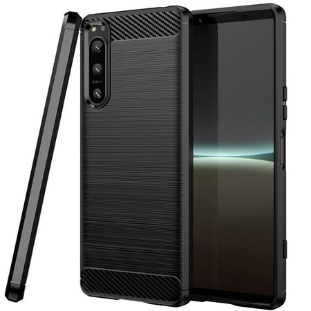 CoverON For Sony Xperia 5 IV Phone Case, Slim Lightweight TPU Minimal Cover Carbon Fiber, Black