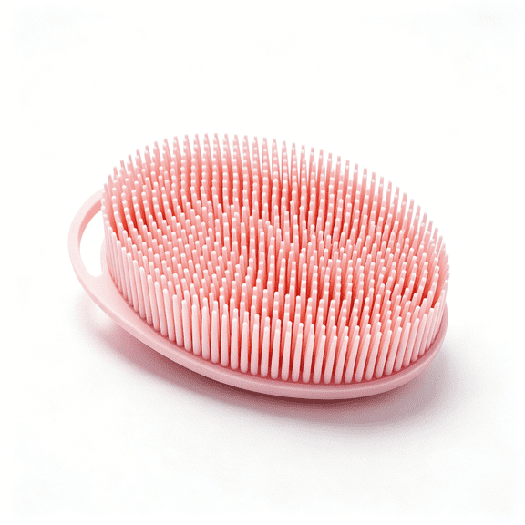 ACDANC Pink Exfoliating Body Scrubber and Shower Brush - Soft Silicone Loofah for Kids and Adults - All Skin Types Soft Silicone Soft Silicone Body Scrubber