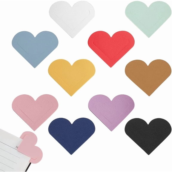 Colorful 30Pcs Leather Heart Bookmarks 10 Colors Cute Corner Page Leather Bookmark for Book Lovers Book Accessories Handmade Gifts for Teacher Students School Office Home Supplies