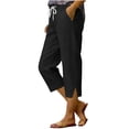 thumbnail image 3 of OVAFBAU Women's Capris Pants Lounge Pants Summer Linen Straight Leg 7/8 Pants with Pockets, 3 of 7