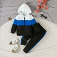 thumbnail image 5 of Mercatoo Children's Fall Winter Splicing Zipper Hooded Sweatshirt Tops + Pants 2Pcs Set Casual Sports 𝐀thletic Wear for Kids, 5 of 9