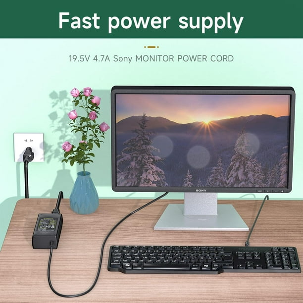 19.5V Power Supply Cord for Sony Bravia TV W600B KDL-40R510C KDL
