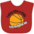 thumbnail image 3 of Inktastic I Play Like a GIRL... Try to Keep Up Girls Baby Bib, 3 of 4