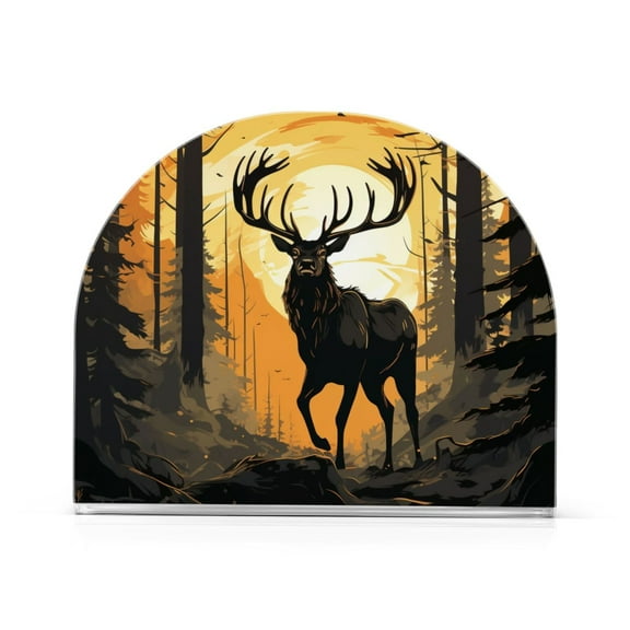 Elk Forest Sun Napkin Holder for Table Clear Napkin Stand Paper Holder Acrylic Organizer Dispenser Napkins for Dinner Kitchen Restaurant Room