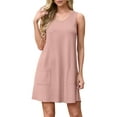 thumbnail image 4 of JWD Womens Summer Dresses 2026 Loose V Neck Sleeveless Sundresses Swimsuit Coverup with Pockets Dark Pink M, 4 of 6