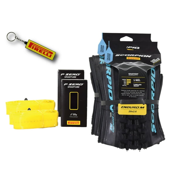 Pirelli Scorpion Enduro M Turquoise Color Edition Mountain Bicycle Tire 29x2.6 - Tubeless High-Performance MTB Tire with Smartgrip Gravity & HardWall for XC Racing   SmarTUBE 23/32-622 - 2 Pack