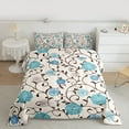 thumbnail image 2 of jejeloiu Vintage Cartoon Floral Queen Comforter Set,Retro Dahlia Flowers Bedding Sets,Beige Cyan Bedding Comforter Set For Men Women,Breathable Home Decor Reversible,3-Piece, 2 of 8