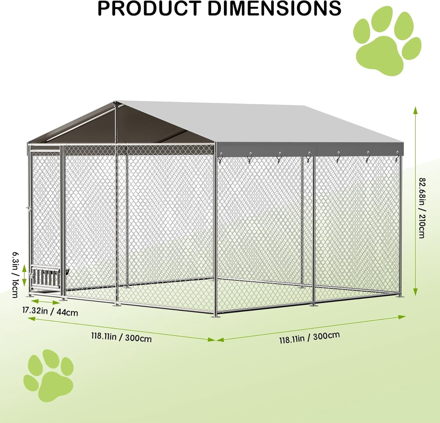 Luku Outdoor Dog Kennel with Waterproof Canopy, Large Dog House with Feeding Doors for Backyard