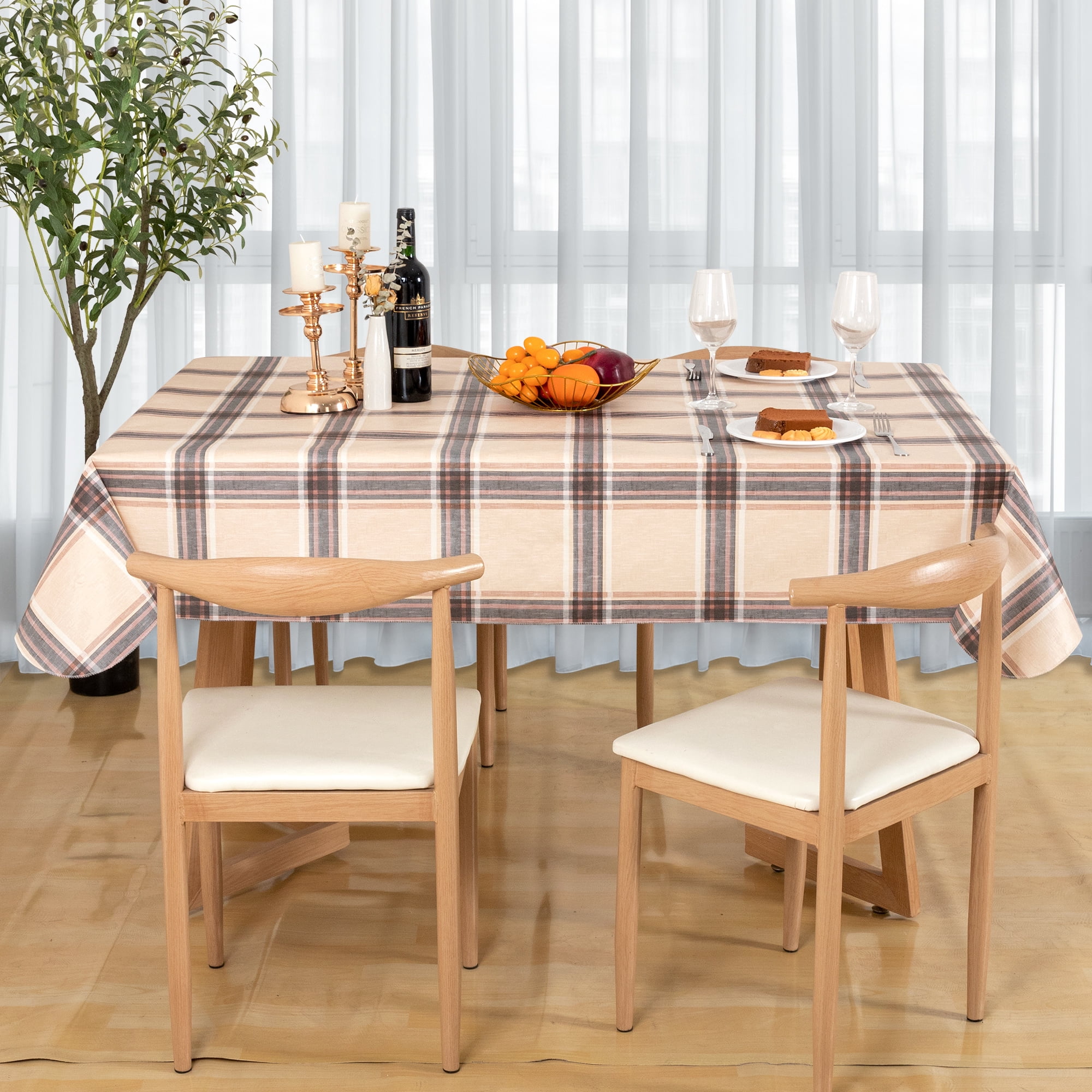 RAY STAR Christmas Tablecloth 60x84 inch Rectangle Waterproof Holiday Decoration Tablecloth Xmas Plastic SpillProof Table Cover