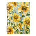 thumbnail image 2 of Sunflowers and Lattice Ring Binder Notebook Journey Note Diary College Ruled Spiral Notebook Study Loose Leaf Paper A5 60 Pages, 2 of 8