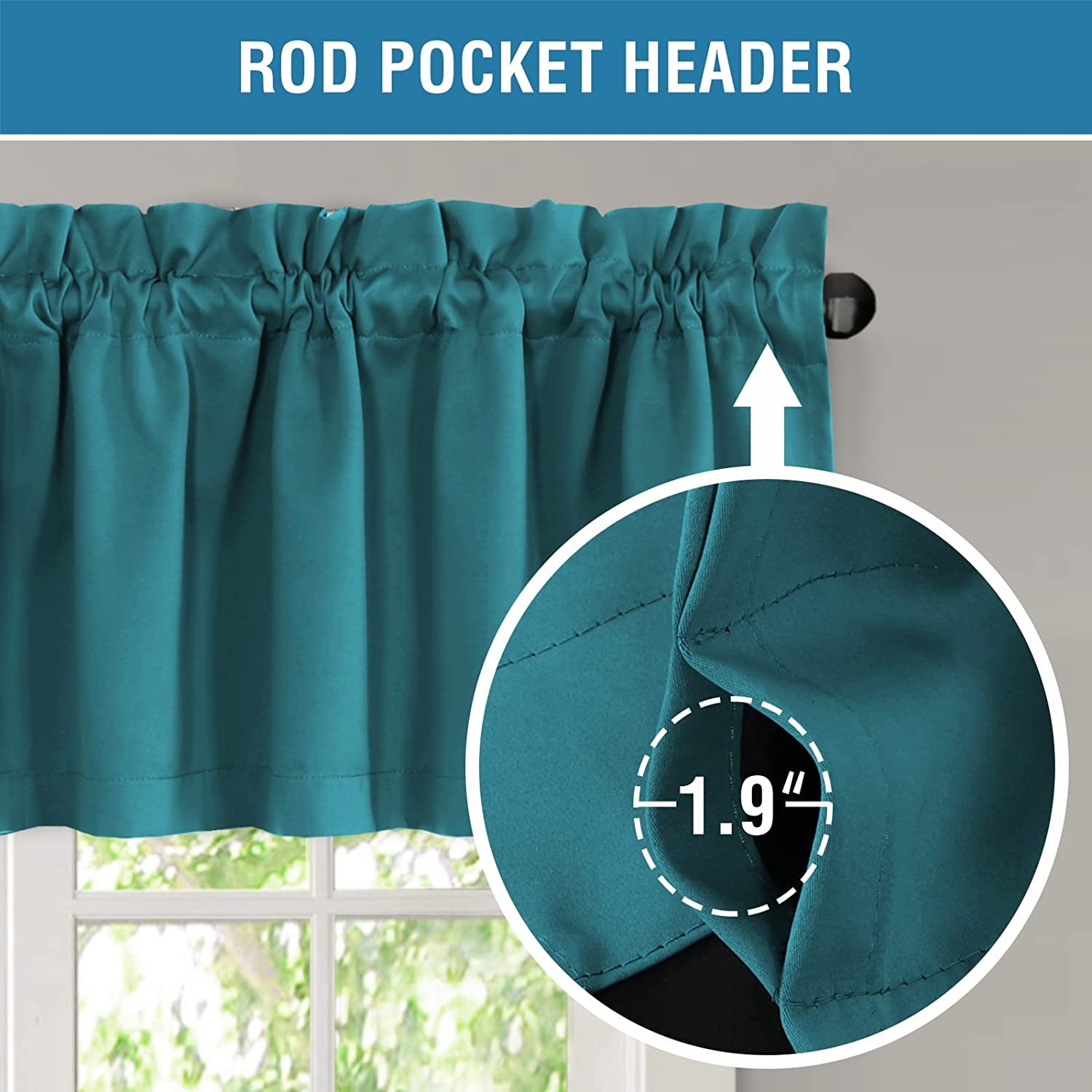 Blackout Curtain Valances for Kitchen Windows/Bathroom/Living Room/Bedroom Thermal Insulated Rod Pocket Valances for Windows, 2 Pack, 52" x 18"