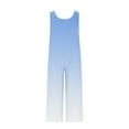 thumbnail image 4 of Uaswgudfs Summer Linen Jumpsuits for Women Button Down Sleeveless Casual Jumpers Loose Wide Legs Rompers Overalls with Pockets Light Blue S, 4 of 5