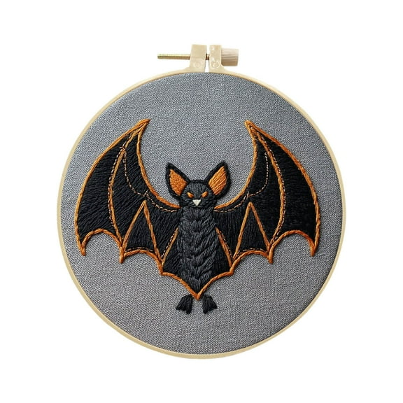 Halloween Embroidery Kit Stamped Cross Stitch Kit Needlepoint Kit Gothic Embroidery Starter Diy Cross Stitch Kits(Big Bat)AA