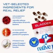 Native Pet Bladder Chews for Dogs, Urinary & Bladder Support with Cranberry for UTI and Kidney Health, 30ct