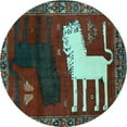 thumbnail image 1 of Ahgly Company Indoor Round Animal Light Blue Traditional Area Rugs, 5' Round, 1 of 4