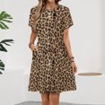 thumbnail image 2 of Leopard Print Dress Fashion Beach Short Sleeve Dresses Female Party Printed Sundress, 2 of 7