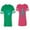 Men Green / Women Pink, variant on Captain First Mate Unisex Couple Matching Cotton Jersey style T-Shirt Contrasting stripes on sleeves (Men Green / Women Black) (Men S / Women S)