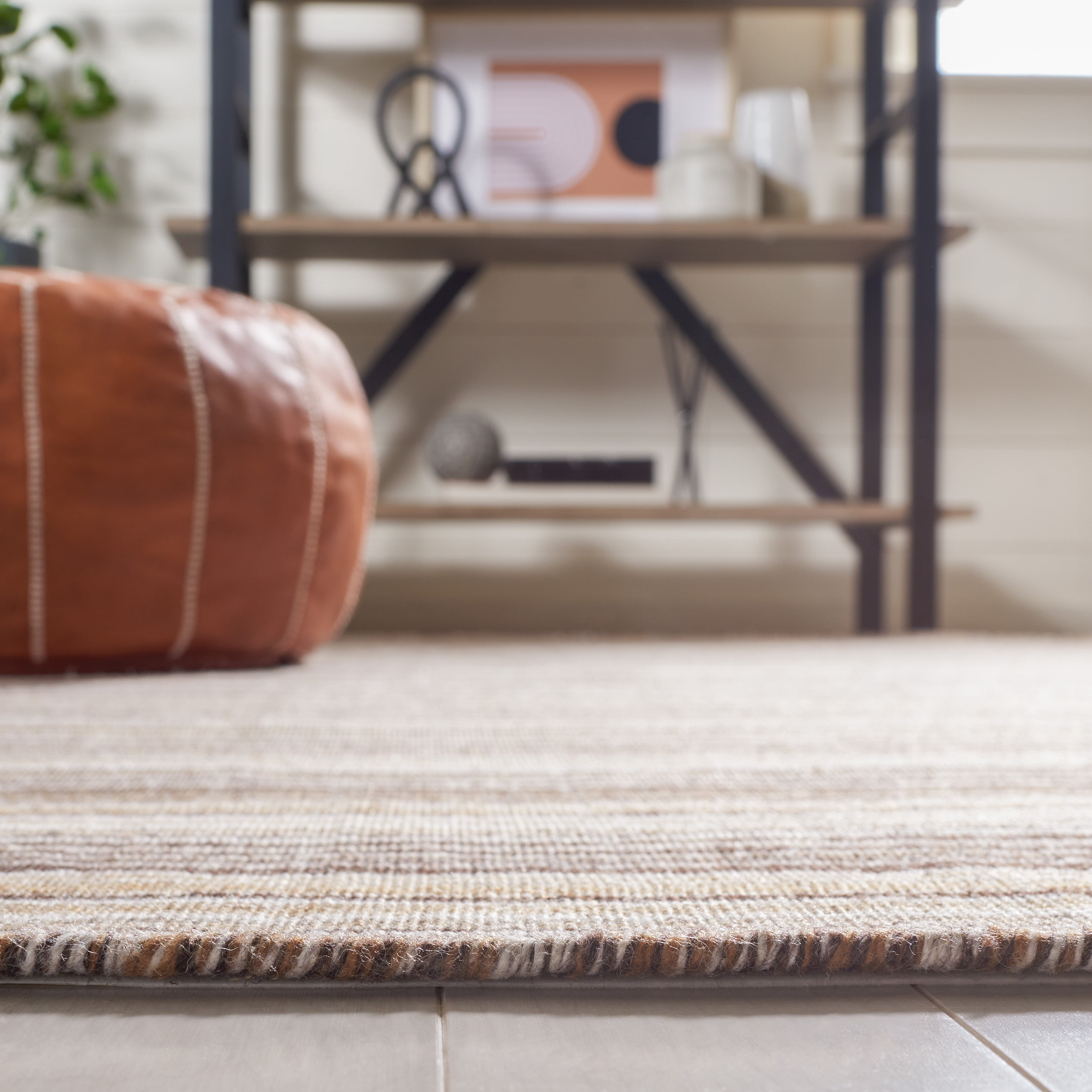 Safavieh Kilim Xaviera Striped Polyester Area Rug, Brown/Yellow, 6' x 6' Round