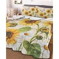 thumbnail image 2 of Quilts Twin Size, Sunflower Farmhouse Soft Comforter Bedding Set for Bed, Spring Summer Retro Floral Butterflies Lightweight Quilted Bedspread with Pillow Cover(2 Pieces) for All Season, 68x86 Inch, 2 of 6