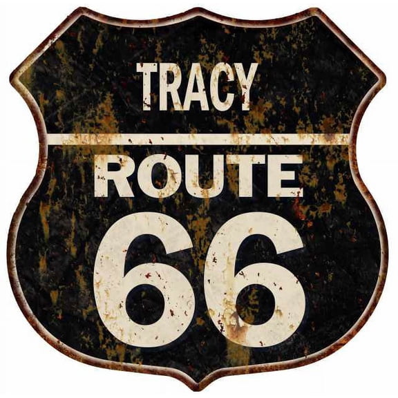 TRACY Route 66 Sign Shield Metal Gift Man Cave Gift 211110004237