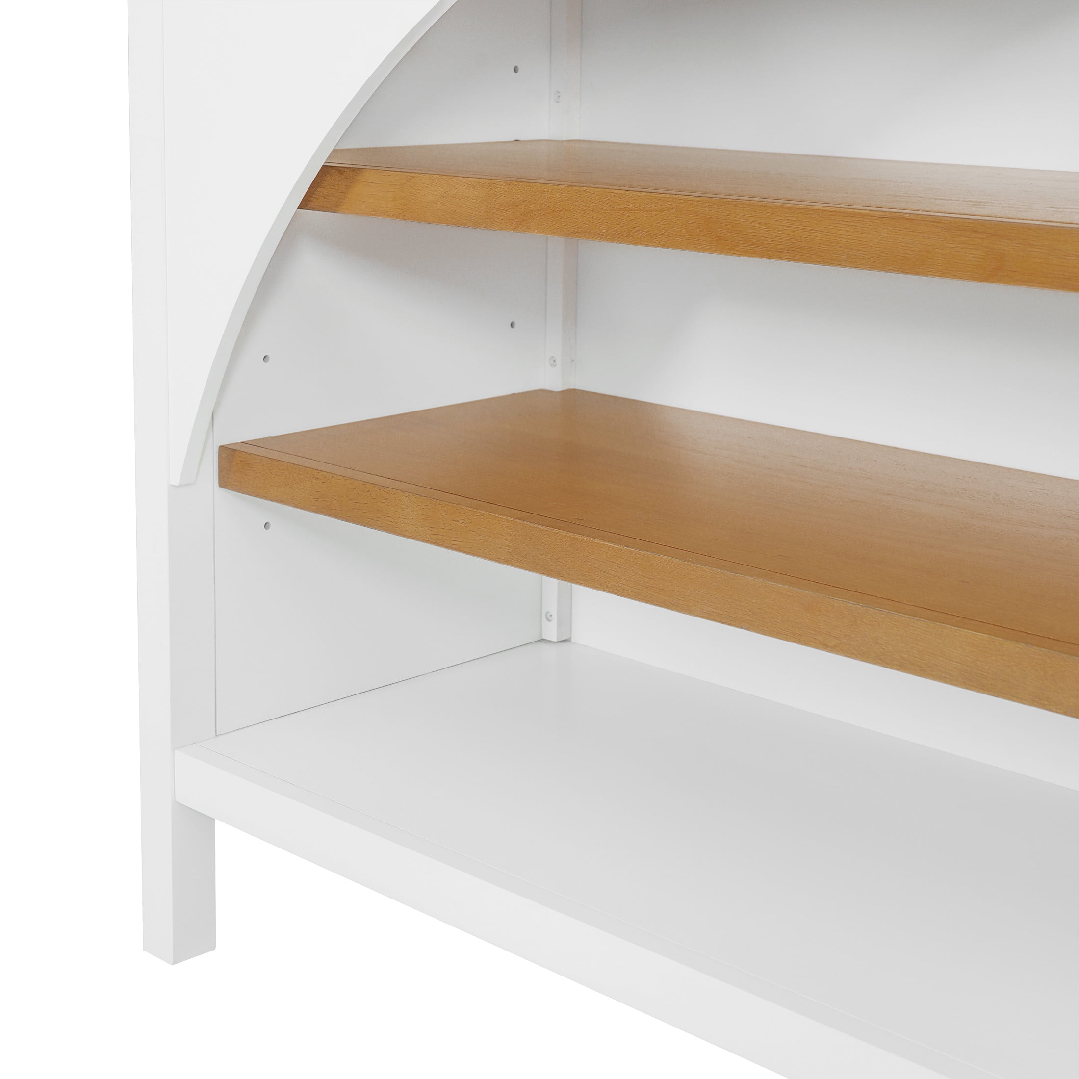 Christopher Knight Home 56" Farmhouse Kitchen Island Cart with Open Storage Shelves, Wood Top, White