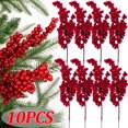 thumbnail image 2 of Rama de bayas artificiales de Navidad, plantas de bayas de acebo rojas, flores falsas, regalo de bricolaje, decoración de ramas de pino, bayas, suministros de decoración del hogar, 2 of 5