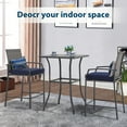 thumbnail image 3 of JOIVI 3-Piece Patio Bar Set, Outdoor Wicker Bistro Set, All-weather Rattan Bar Stools with Cushions and Wood Top Table, 2-person Bar Height Patio Furniture, Bistro Table and Chairs, Navy blue, 3 of 9