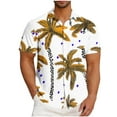 thumbnail image 2 of UVEASISHA Floral Button Down Shirts for Men Palm Tree Print Beach Shirt Big and Tall Casual Short Sleeve Hawaiian Shirts Regular Fit Bowing Shirt Yellow XL, 2 of 6