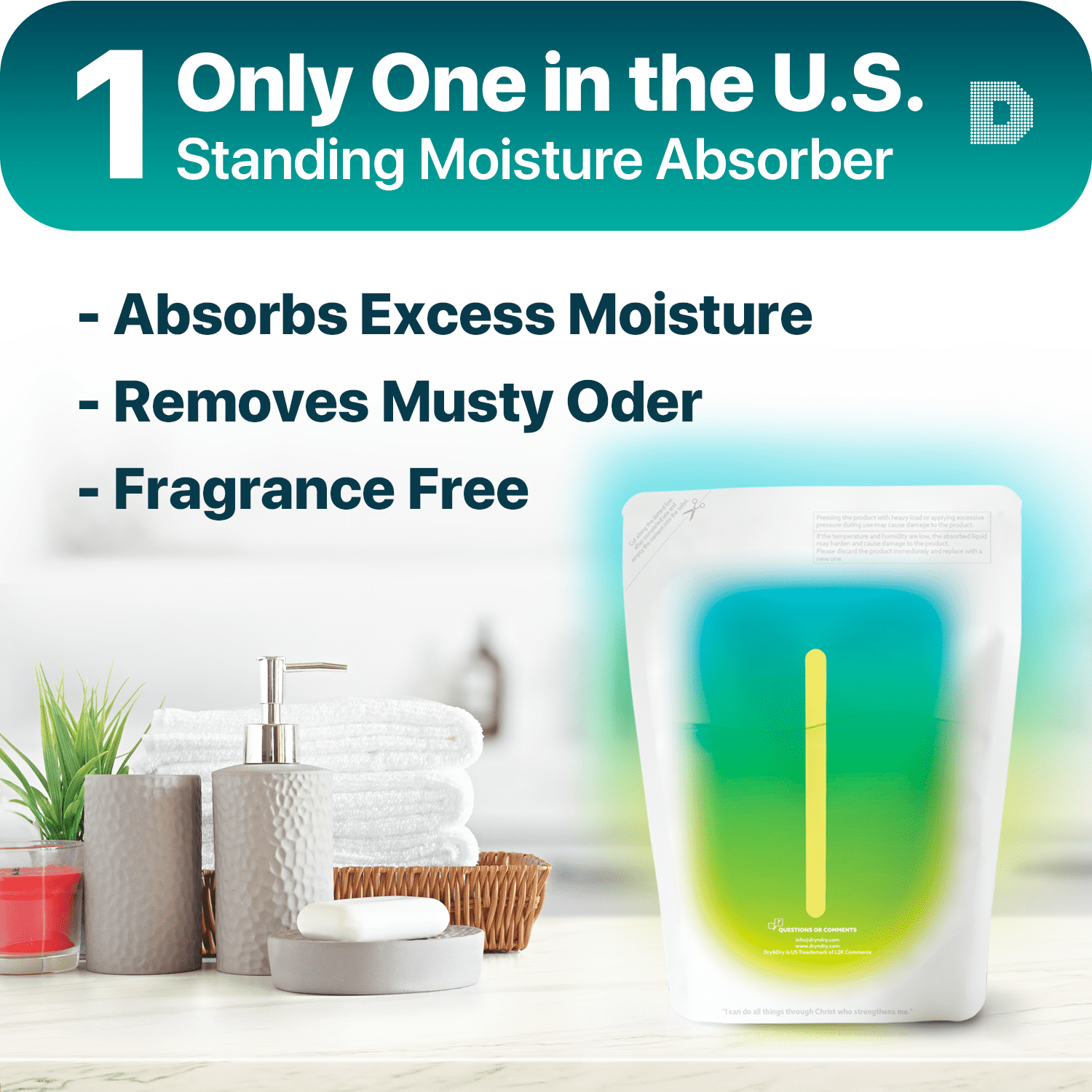 Dry & Dry [70 Packs Standing Moisture Absorbers to Control Excess Moisture for Basements, Closets, Bathrooms, Laundry Rooms - Moisture Absorbers, Standing Moisture Absorbers