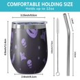 thumbnail image 5 of 12oz Stemless Wine Tumblers Purple Halloween Ghosts Skulls and Bats Vacuum Insulated Stainless Steel Travel Tumbler Cups Mug with Lid and Straw for Champaign,Cocktail,Beer with Cleaning Brush, 5 of 5